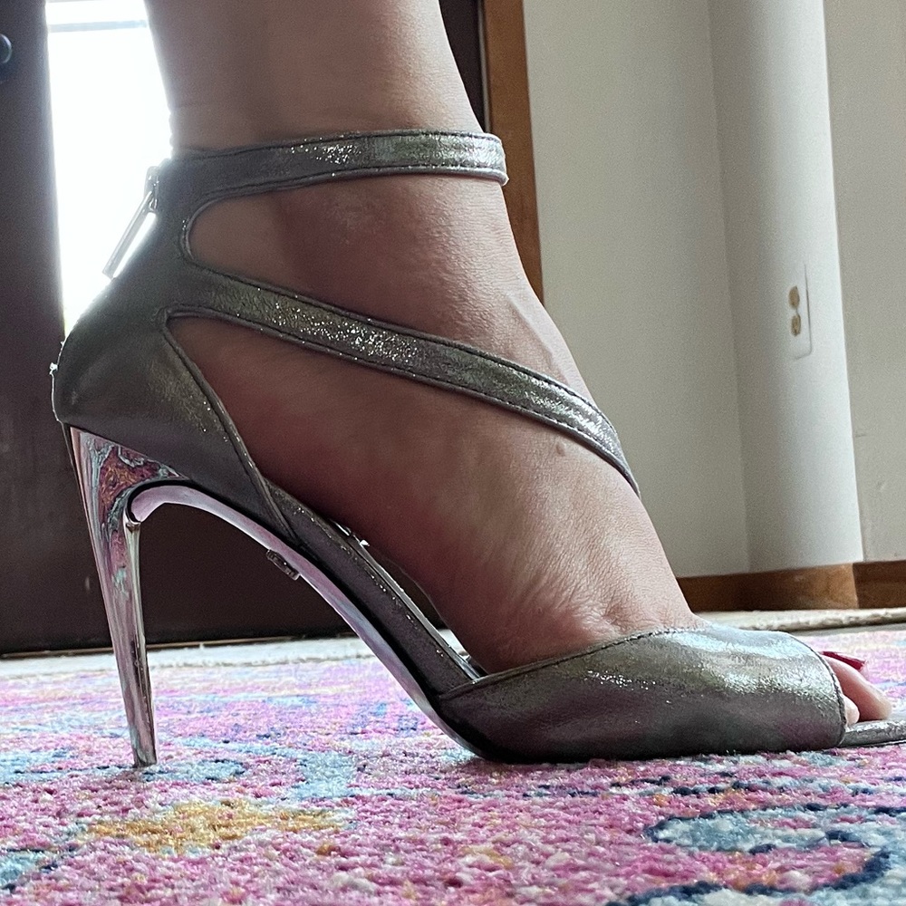 Nina Silver High-heeled Sandals - Size 7